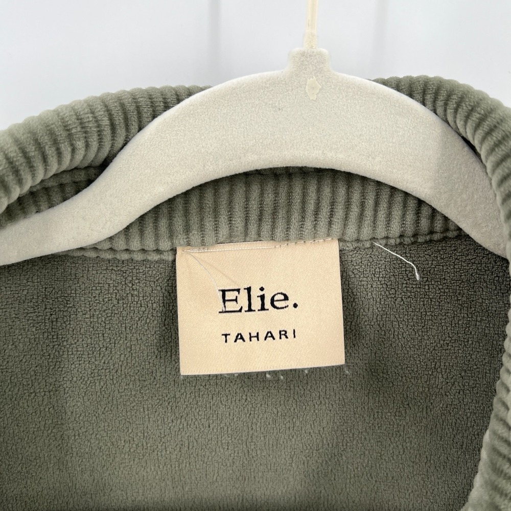 Elie Tahari sage green corduroy cropped trucker chore jacket boxy fit SOFT L - Picture 3 of 9